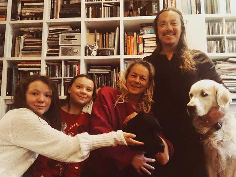 Greta Thunberg with her Family members