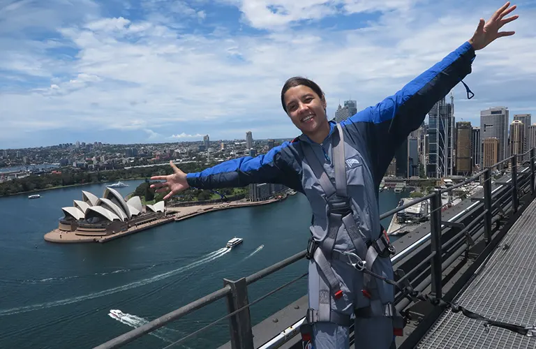 Sam Kerr at the Sydney Harbor Bridge